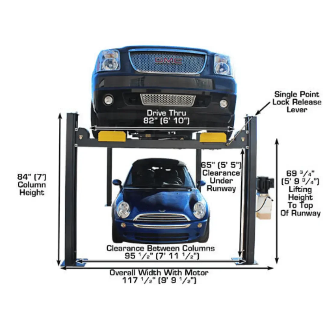 Atlas PREMIUM 408SL 4 Post Lift + RJ35 Sliding Jacks Combo - Image 6