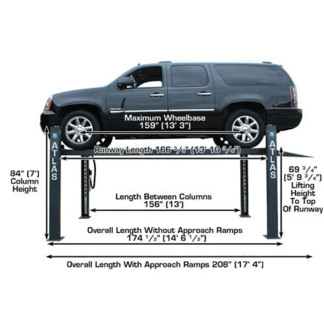Atlas PREMIUM 408SL 4 Post Lift + RJ35 Sliding Jacks Combo - Image 7