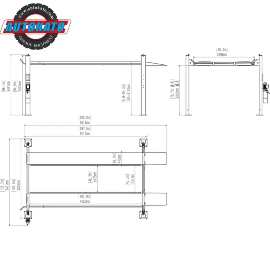 Katool KT-4H110 11,000lb 4 Post Car Lift - Image 13