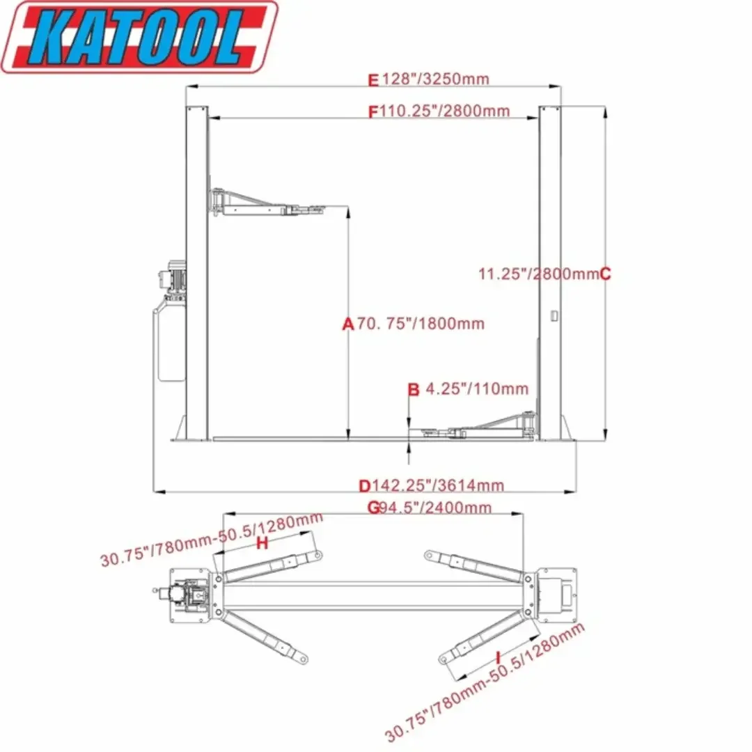 Katool KT-H105 10,000 lb 2 Post car Lift - Image 6