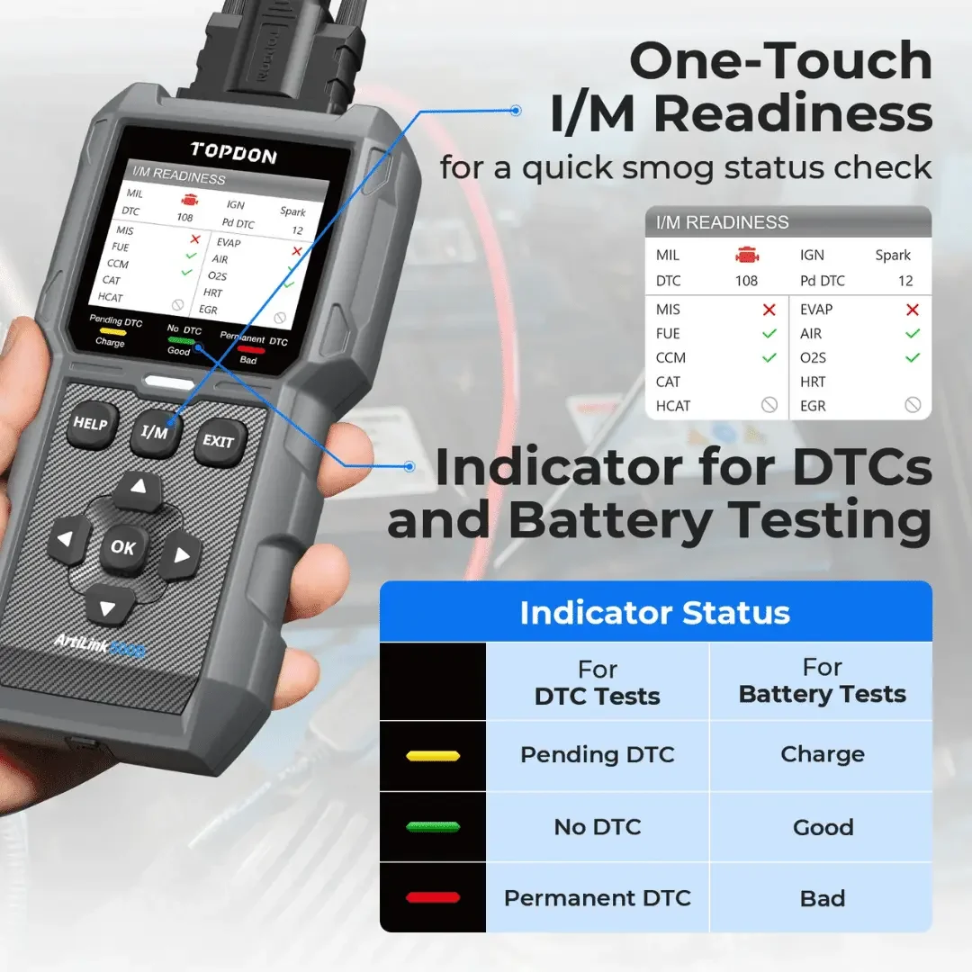 Topdon USA ArtiLink500B 2-in-1 OBDII Scanner and Battery Tester - Image 6